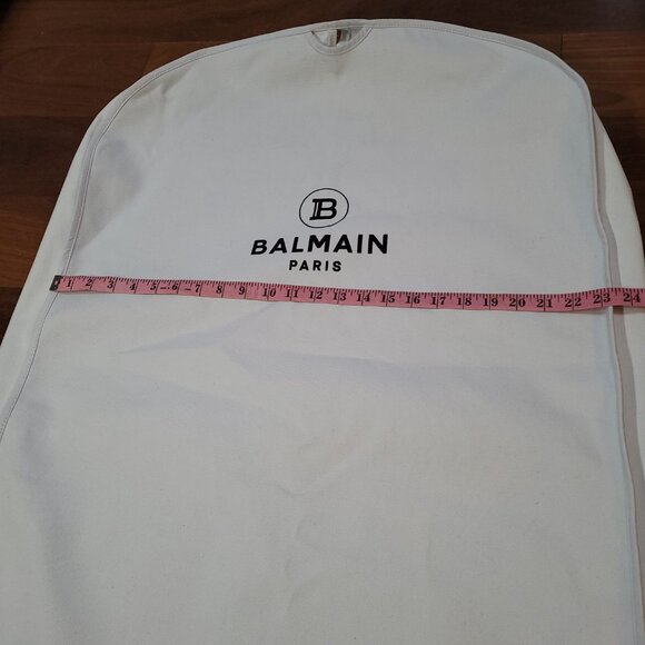 Balmain Garment Bag Gown White Black Logo Gold Tone Exposed Zipper 62.5 x 23 in - Picture 12 of 13